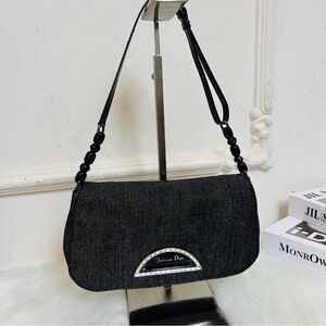 Christian Dior Malice Black Denim Shoulder Bag